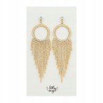 Kolczyki wiszące złote z cyrkoniami frędzle glamour eleganckie Little Angel