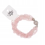 Bransoletka z różowych koralików pleciona błyszcząca na magnes