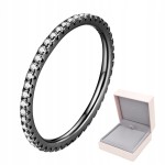 Fraise pierścionek srebrny 925 kolor CZARNY z cyrkoniami obrączka rozm 19