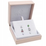 Fraise Srebrne 925 Owocowe kolczyki sztyfty z cyrkoniami kolorowe 3 PARY