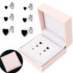 Fraise Srebrne 925 kolczyki sztyfty Serduszka w 3 rozmiarach CZARNE