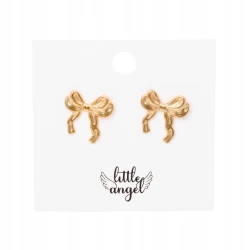 Kolczyki Kokardki złote sztyfty ze stali szlachetnej Little Angel