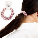 Gumka do włosów ozdobna z koralikami do koka elastyczna Różowa