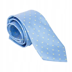 Błękitny krawat w żółte kropki - elegancki dodatek w pastelowych barwach