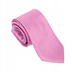 Elegancki różowy krawat w niebieskie kropki klasyczny wzór