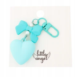 Brelok Little Angel - Seledynowe Serce z Kokardką i Perełkami