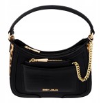 Ekskluzywna czarna torebka damska Emily Loran z panterką i portmonetką