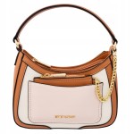 Torebka damska EMILY LORAN - beżowo-karmelowa z łańcuszkiem i portmonetką