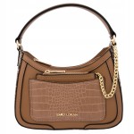 Torebka damska Emily Loran brązowa ze wzorem krokodyla i łańcuszkiem