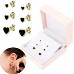 Fraise Srebrne 925 pozłacane kolczyki sztyfty Serduszka 3 rozmiary CZARNE