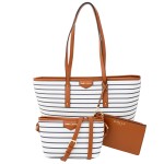 Zestaw Toreb Emily Loran w Paski Shopper Torebka na Ramię i Kopertówka 3w1