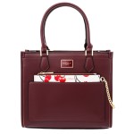 Torebka damska bordowa z kosmetyczką w wiśnie elegancka shopperka na ramię