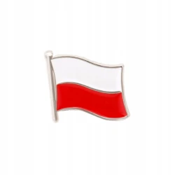 Przypinka flaga Polski powiewająca Pin narodowy Pinets srebrny