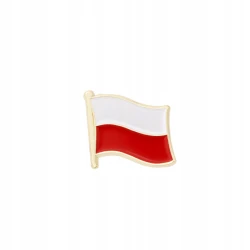 Przypinka flaga Polski powiewająca Pin narodowy biało-czerwony Pinets złota