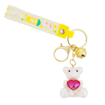 Brelok miś z serduszkiem zawieszka do kluczy torebki Biały