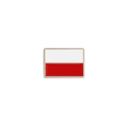 Przypinka flaga Polski srebrny pin biało-czerwony Pinets godło narodowe