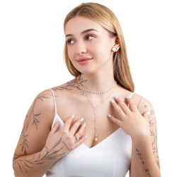Naszyjnik damski złoty łańcuszek z perełkami podwójny elegancki choker