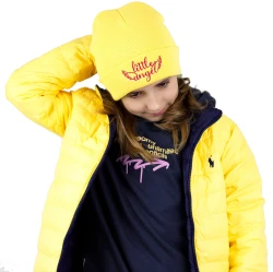 CZAPKA Little Angel żółta różowe haftowane Logo
