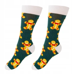 Świąteczne skarpety Little Angel zielone z pierniczkami unisex kolorowe