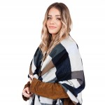 Elegancki szalik damski geometryczny wzór w stonowanych kolorach 90x180 cm