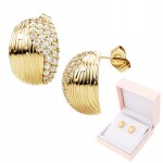 Eleganckie kolczyki srebro 925 pozłacane Półkola Cyrkonie FRAISE