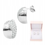 Eleganckie kolczyki srebro 925 Półkola Cyrkonie Luksusowy połysk FRAISE