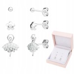 Zestaw 3 par kolczyków srebro 925 Balerina Kwiatki Kuleczki FRAISE