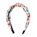 Świąteczna opaska do włosów biała w świąteczne pierniki renifery choinki