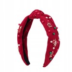 Świąteczna opaska do włosów czerwona z perełkami i zawieszkami