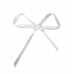 Broszka duża kokarda srebrna miedziana z połyskiem stylowa przypinka