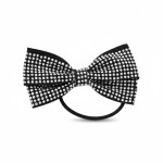 Gumka do włosów czarna kokarda z kryształkami elegancka ozdoba koka kitki