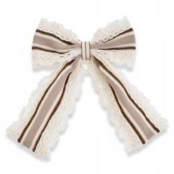Gumka do włosów z kokardą koronka beżowa - styl boho | Little Angel