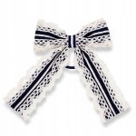 Kokarda do włosów gumka granatowo-kremowa z koronką | Little Angel