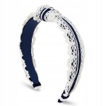 Elegancka opaska granatowo-kremowa z koronką | Little Angel