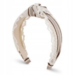 Opaska do włosów z koronką beżowa - styl boho / vintage | Little Angel