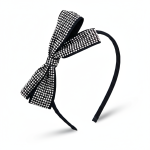 Opaska do włosów czarna kokarda z kryształkami elegancka