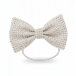 Gumka do włosów ecru kokarda z kryształkami elegancka ozdoba koka kitki