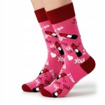 Kolorowe skarpetki damskie LOVE serca & szminka Colorful Socks