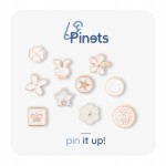 Zestaw biało złotych przypinek Pinets eleganckie piny emaliowane do ubrań