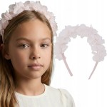 Opaska Wianek Pudrowy Róż Kwiatowa Opaska dla Dziewczynki Wizytowa