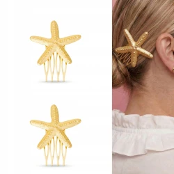 Spinki do Włosów Rozgwiazda Złota Ozdoba do Koka Grzebień do Włosów 2 szt