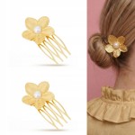 Spinka do Włosów Kwiat Perła Złota Ozdoba do Koka Ślubna Elegancka