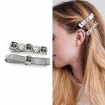 Spinki do włosów Srebrne z kryształkami błyszczące eleganckie klipsy
