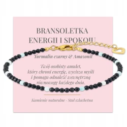 Bransoletka z kamieni naturalnych Turmalin Amazonit amulet energii spokoju