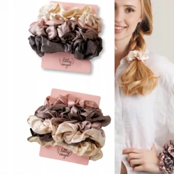 Zestaw Gumek do Włosów 12 szt Scrunchie Satynowe Nude Kolory