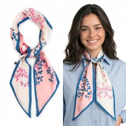 Elegancka apaszka damska satyna różowo niebieska premium