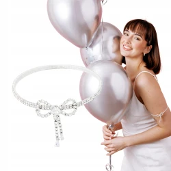 Bransoletka arm cuff srebrna z kokardką błyszcząca damska ślubna glamour