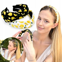 Letnie opaski do włosów cytryny retro boho lemon girl Zestaw 2 sztuki