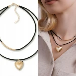Modny naszyjnik damski serce choker czarny glamour boho