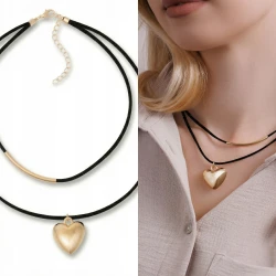 Modny naszyjnik damski serce choker czarny glamour boho